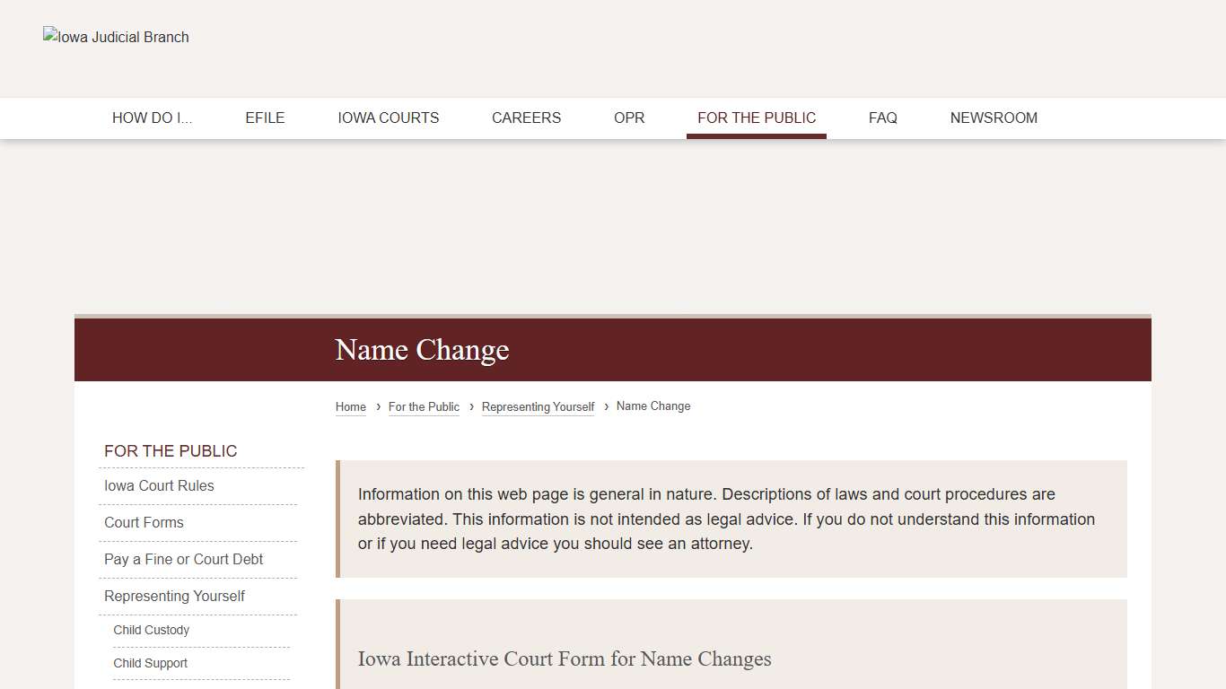 Name Change Iowa Judicial Branch
