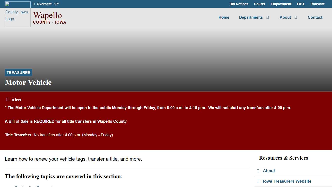 Motor Vehicle - Treasurer - Wapello County, Iowa