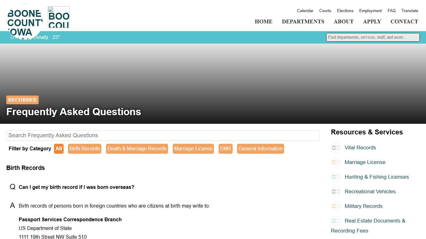 Frequently Asked Questions - Recorder - Boone County, Iowa